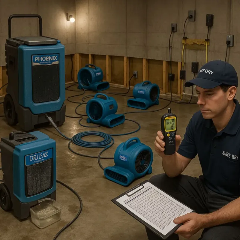 Structural Drying and Dehumidification process in Pageland, SC